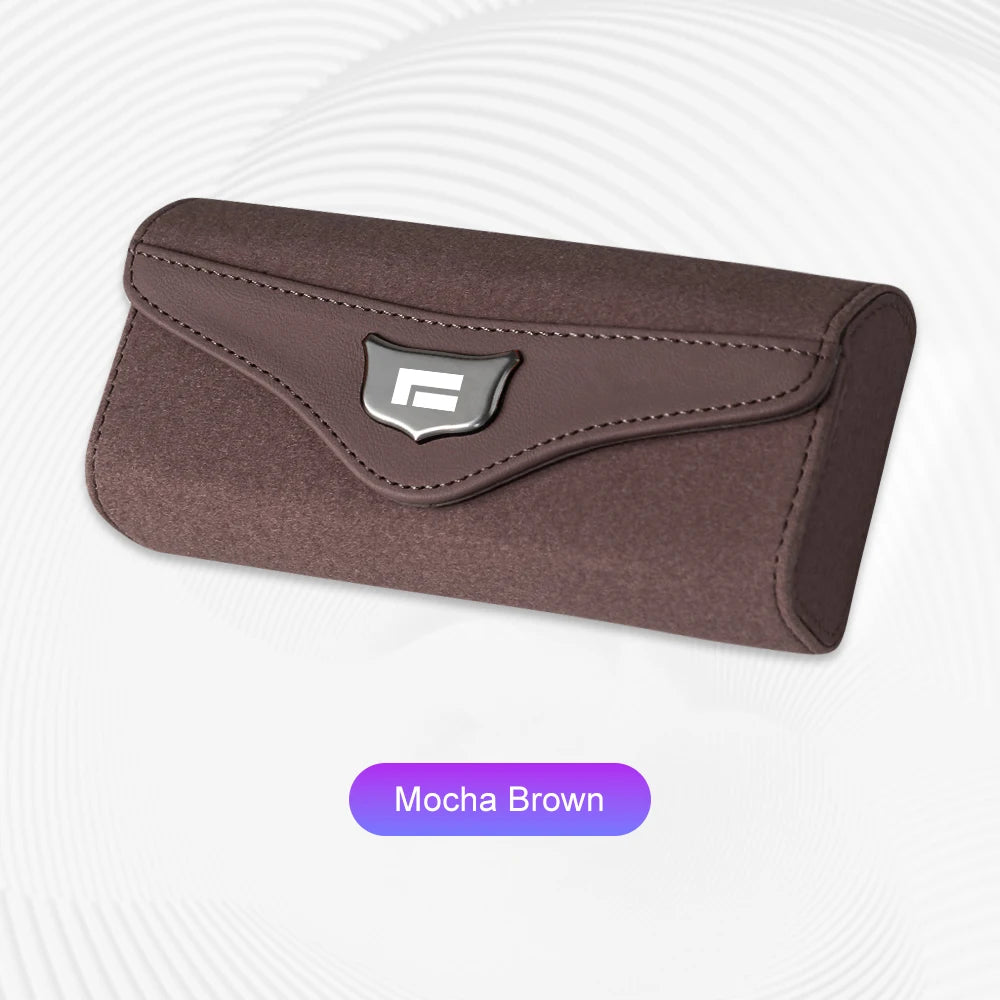 Suede Leather Flocking Car Visor Sunglasses Case Magnetic Storage Box For JISHI Polestones 01 Rox 2024 2025 2026