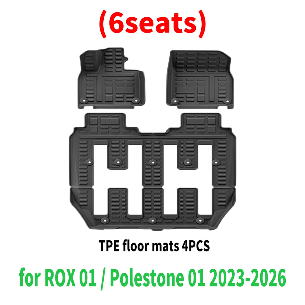 for ROX 01 / Polestone 01 2023 2024 2025 2026 Durable Weatherproof TPE Car Floor Mats & Trunk Pad, Non-Slip Easy Clean
