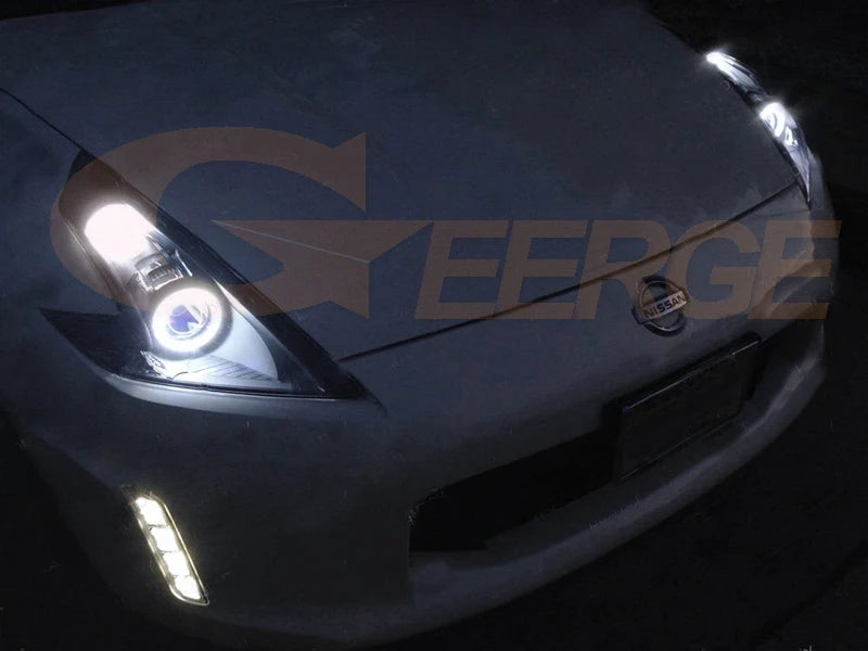 طقم حلقات هالو على شكل عيون ملائكة، مصابيح COB LED فائقة السطوع ممتازة، لسيارة نيسان 370Z 370 Z Z34 فيرليدي 2009 - 2020 ضوء نهاري