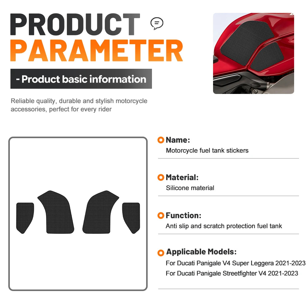 For Ducati panigale v4 1100 2018-2021  Decorative Tank Pad Rubber Gas Fuel Tank Protector Anti Scratch  Damping and buffering