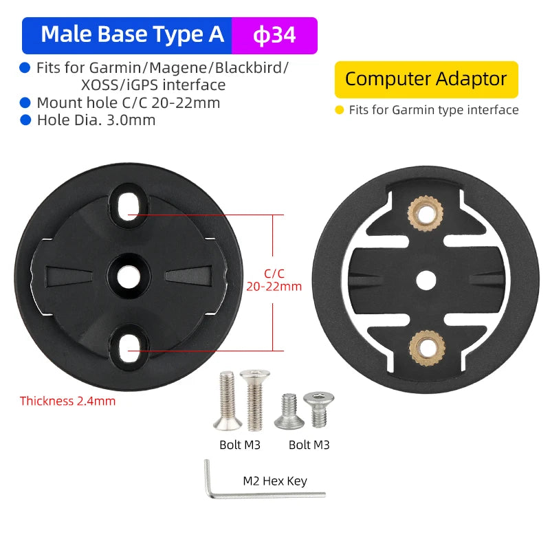 Bicycle Speedometer Mount Bracket Fixed Base Accessories for Garmin Bike Front Light Convex Male Buckle Replacement Repair Parts