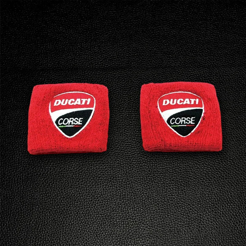 1/2pc Motorcycle Embroidery Front Fluid Oil Brake Reservoir Sock Cover for Ducati Monster Panigale Diavel V4 Scrambler Accessory