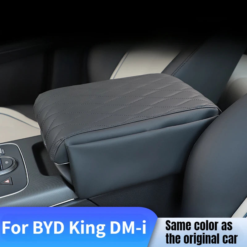 Car Armrest Box Protective Cover for BYD King DM-i 2022 2023 2024 Leather Memory Foam Height Pad Auto Center Cushion Support