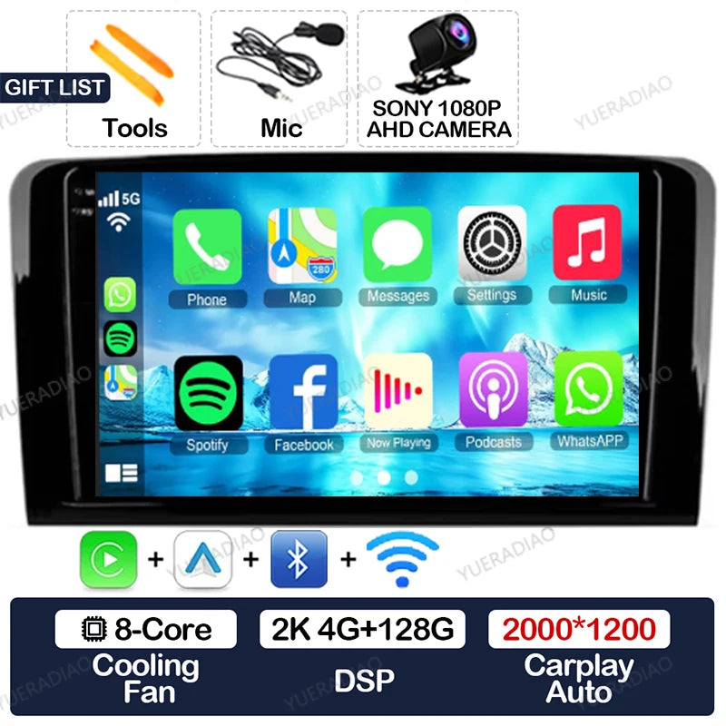 Android 17 Car Radio For Mercedes Benz GL ML W164 ML350 ML500 X164 GL35 GL45 2005 - 2012 GPS NAVI Multimedia Video Player 2DIN