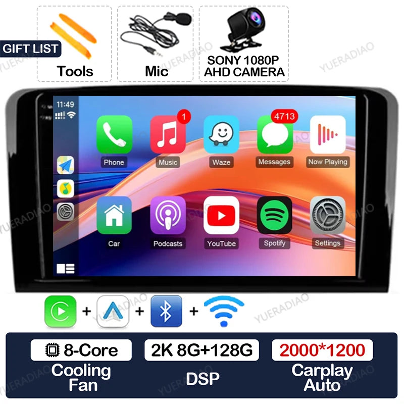 Android 17 Car Radio For Mercedes Benz GL ML W164 ML350 ML500 X164 GL35 GL45 2005 - 2012 GPS NAVI Multimedia Video Player 2DIN