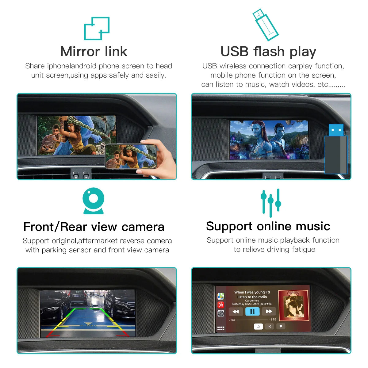 Wireless  Carplay For Mercedes W205 W176 W246 NTG4.5 2015-2018 C/GLC Wireless Radio Head Unit Decodes Android Auto