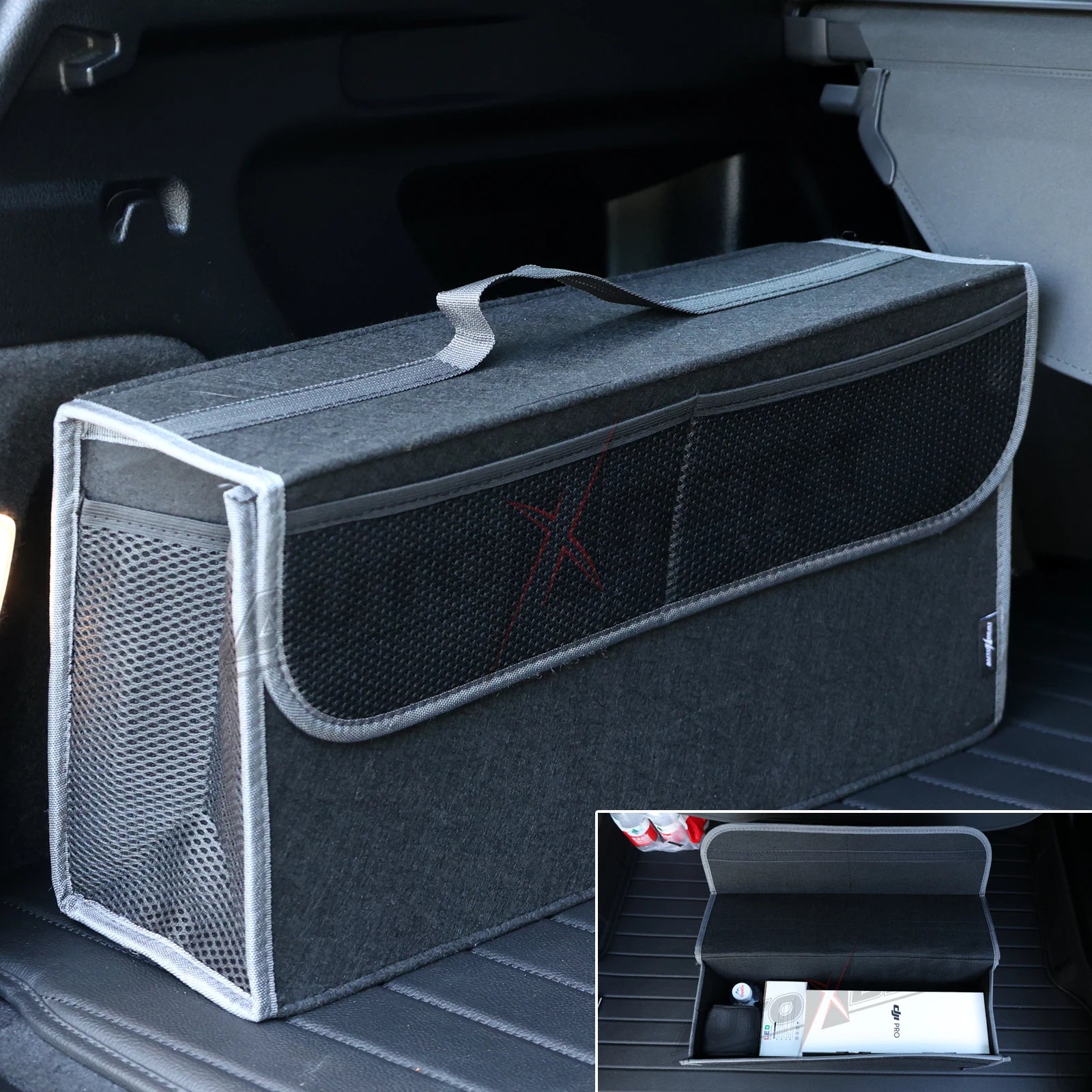 Universal Car Truck storage Bag Back Seat Backseat Organizer Felt W/ Extra Mesh Net Pockets Hanging Organiser Car Accessories