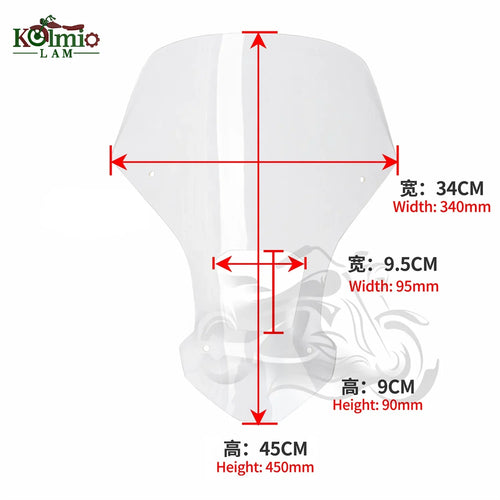 45cm Motorcycle Windshield Windscreen Fit for 2016 - 2019 HONDA CRF1000L Africa Twin CRF 1000L 2017 2018 Wind Deflector CRF1000