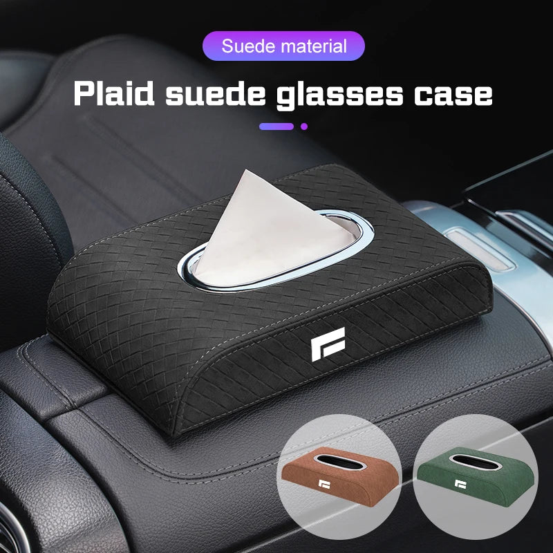 For BAIC Jishi Polestone 01 Rox 01 2023 2024 2025 Car Armrest Tissue Box Plaid Leather Napkin Paper Case Storage Bag Accessories