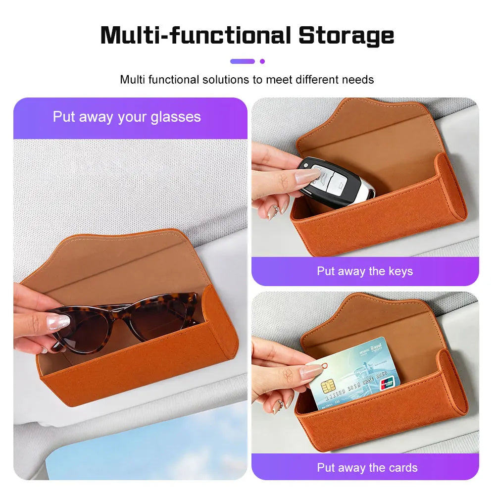 Suede Leather Flocking Car Visor Sunglasses Case Magnetic Storage Box For JISHI Polestones 01 Rox 2024 2025 2026