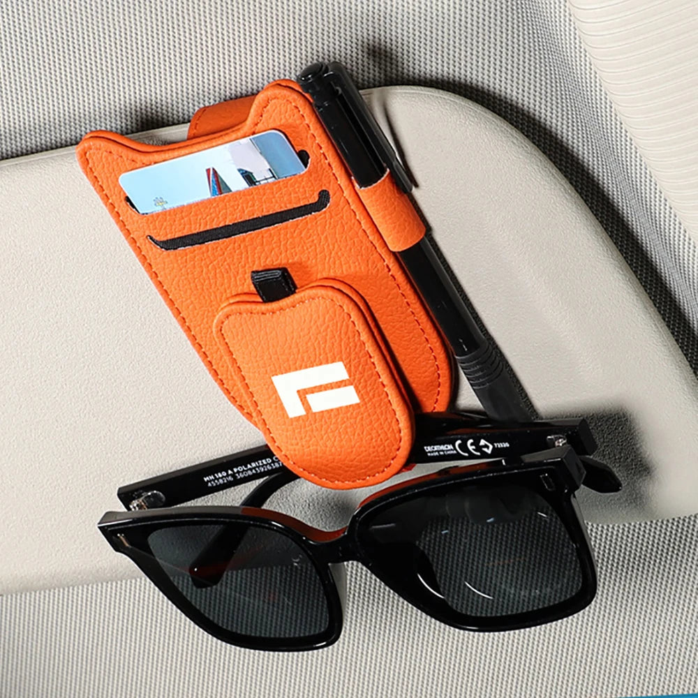 Multifunctional Car Glasses Clip Bill Leather Fit For BAIC JISHI Rox Adamas 2026 Car Visor Storage Box Sunglasses Clip