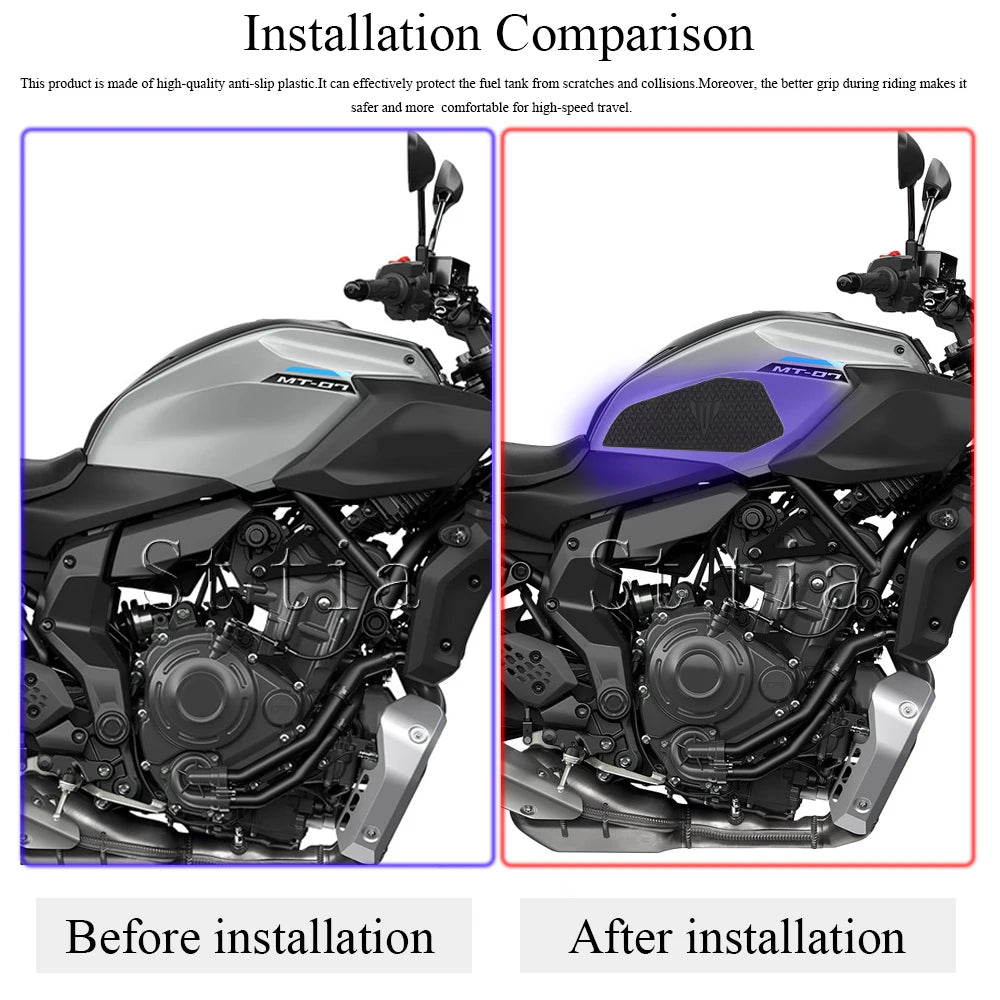 MT-07 2025 New Motorcycle Tank Pad Fit For Yamaha MT-07 MT07 MT 07 MT07 Fuel Tank Pad Non-slip Side Fuel Tank Waterproof Pad
