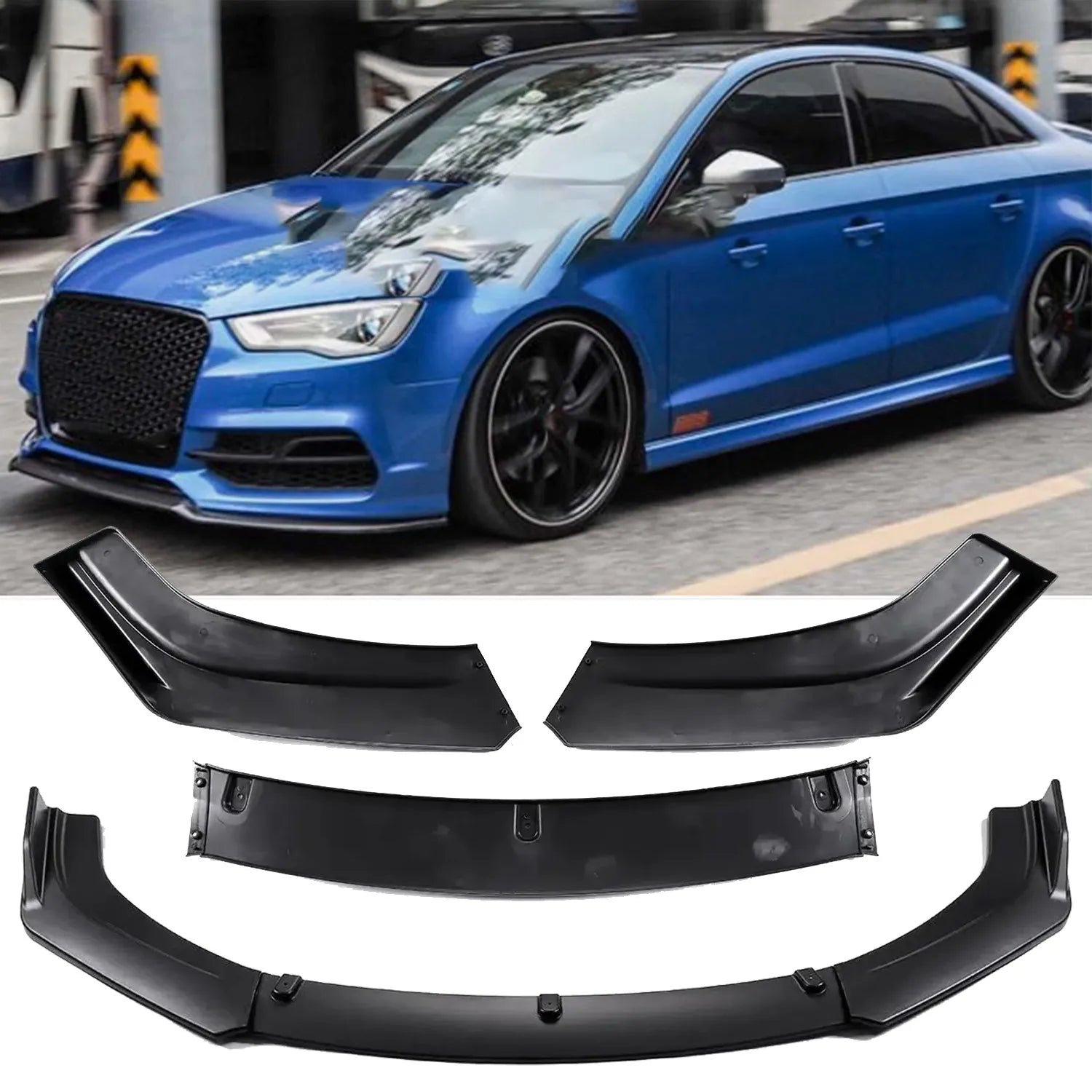 For Audi A3 S3 RS3 Front Bumper Lip Splitter Spoiler Matte Black