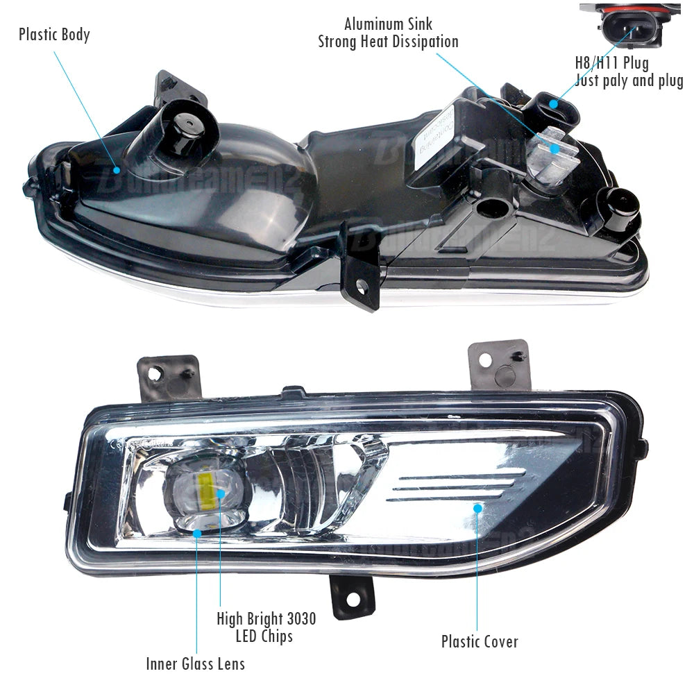 30 واط 4000 لومن مصباح ضباب أمامي LED للسيارة مع غطاء وقوس سلك التوصيل لنيسان X-Trail T32 2017 2018 2019 2020
