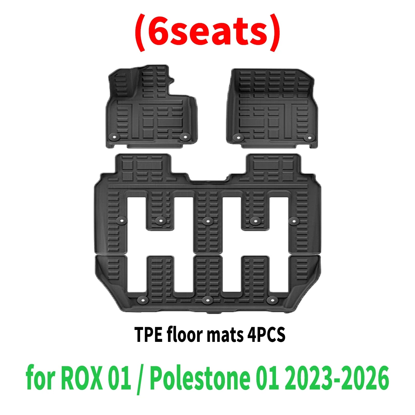 for ROX 01 / Polestone 01 2023 2024 2025 2026 Eco-Friendly TPE Car Floor Mats & Trunk Mats, All-Weather Protection