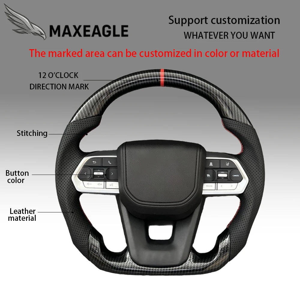 MAXEAGLE لعجلة قيادة تويوتا GT86 فورتشنر FJ كروزر هايس لاند كروزر LC70/76/79 كراون ألفارد فيلفاير هايلكس جلد كاربون