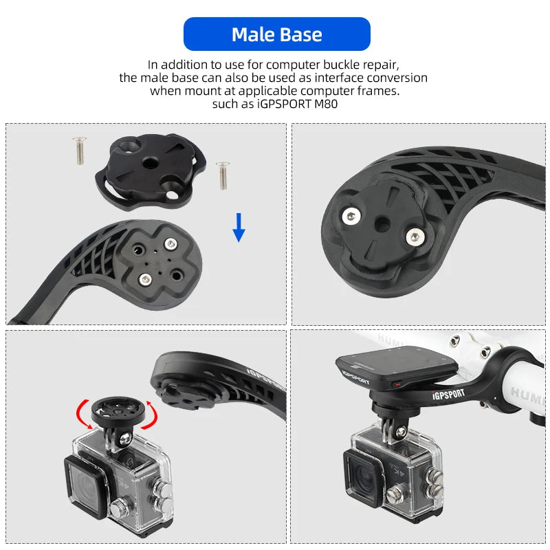 Bicycle Speedometer Mount Bracket Fixed Base Accessories for Garmin Bike Front Light Convex Male Buckle Replacement Repair Parts