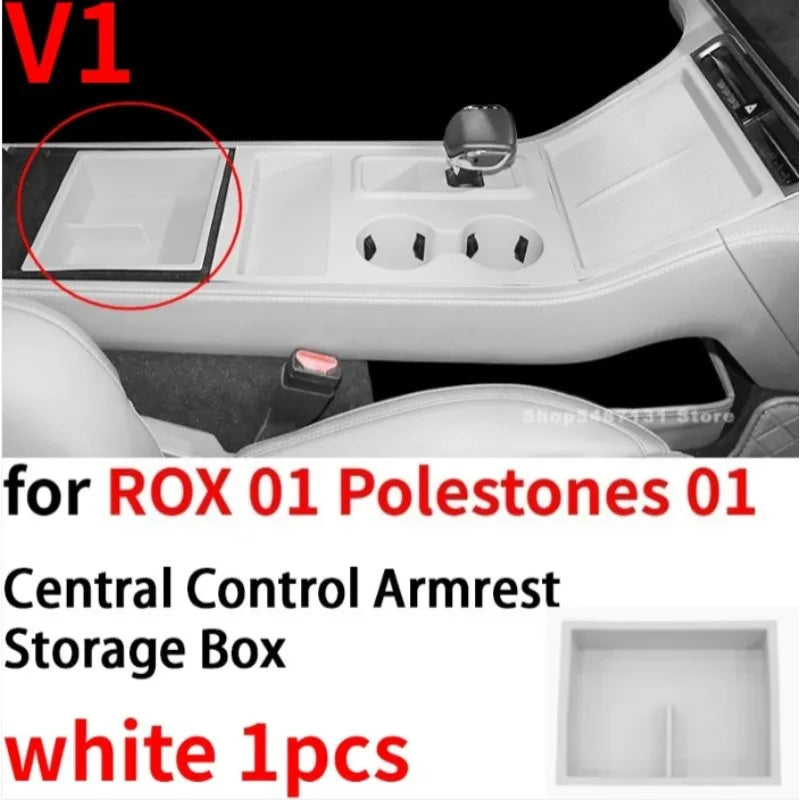 Center Control Storage Box Wireless Charging Panel Armrest Water Cup Storage Box for ROX 01 Polestones 01 Accessories 2023-2025