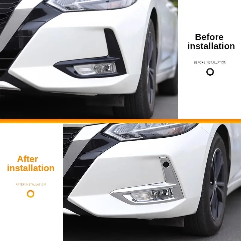 Car Styling Chrome ABS Plastic Front Rear Fog light Lamp Cover Trims Decoration For Nissan 14th 2020 2021 2022 23 Sentra Sylphy