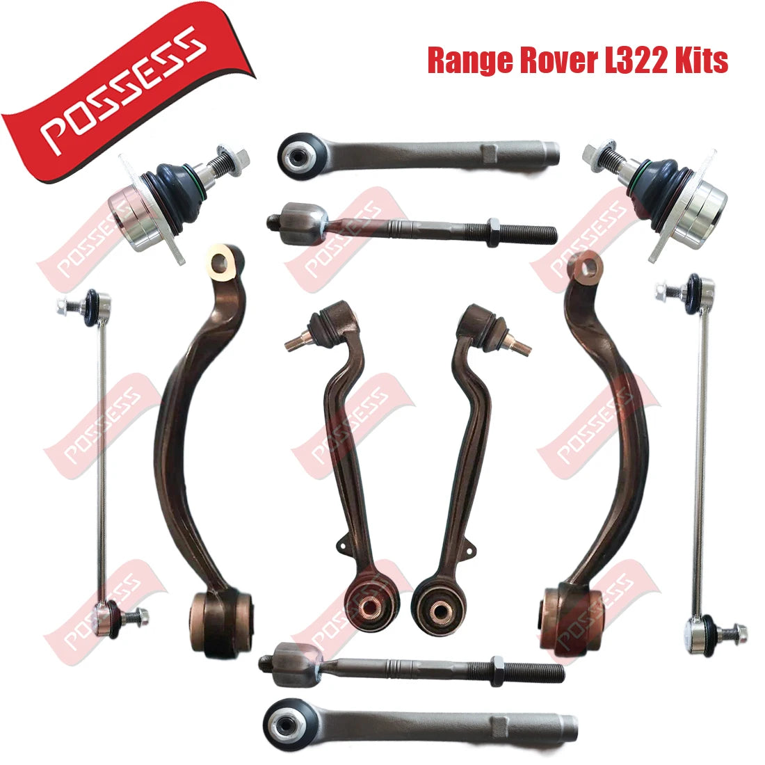 12 Pieces Front Axle Suspension Control Arm Ball Joint Stabilizer Link Tie Rod End Kits For Land Rover Range Rover L322 2002-12