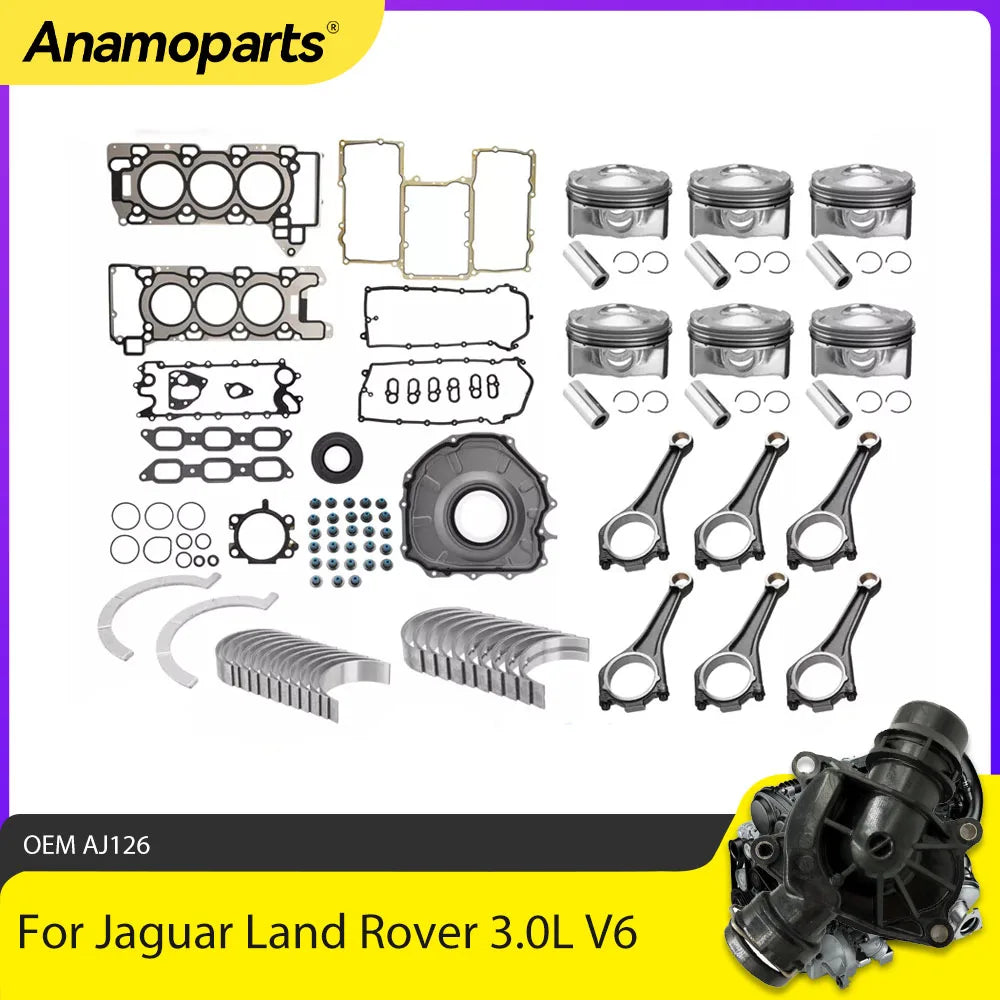 Engine Parts Rebuild Gasket Kit Piston Con Rod Bearing Set Fit 3.0L 306PS V6 Gas For Jaguar XJ Land Rover Range Sport 3.0L AJ126