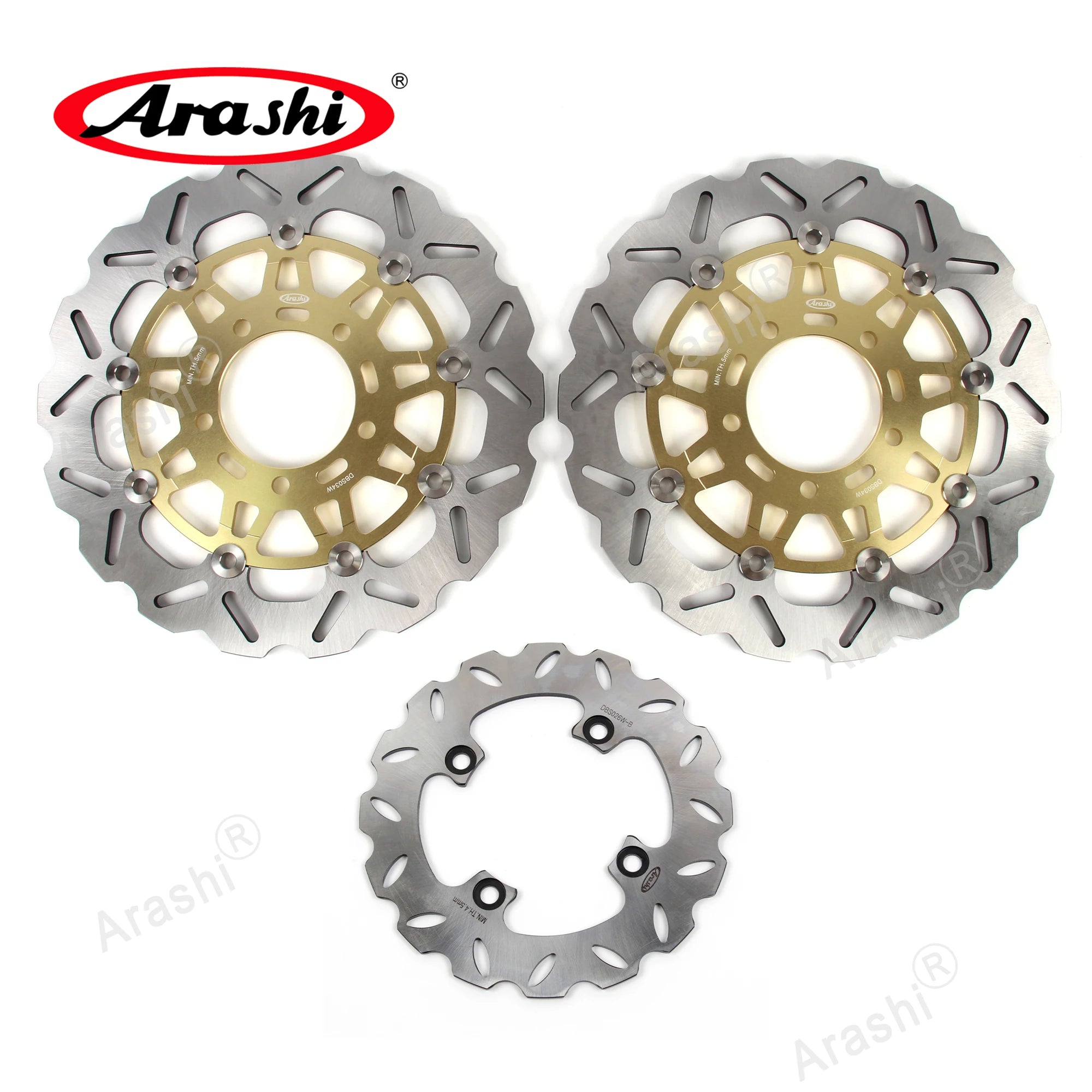 Arashi 1 Set For KAWASAKI ZX6R NINJA 600 2007 2008 2009 2010 2011 2012 2013 2014 2015 CNC Front Rear Brake Disc Rotors ZX-6R