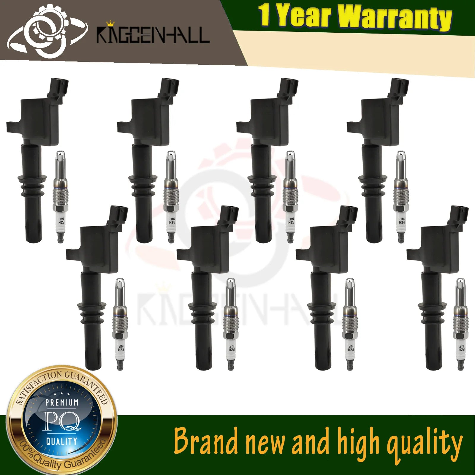 Car Automotive Parts 8pcs Ignition Coil & Iridium Spark Plug Compatible With Ford Expedition F-150 F-250 F-350 Mustang 4.6L 5.4L