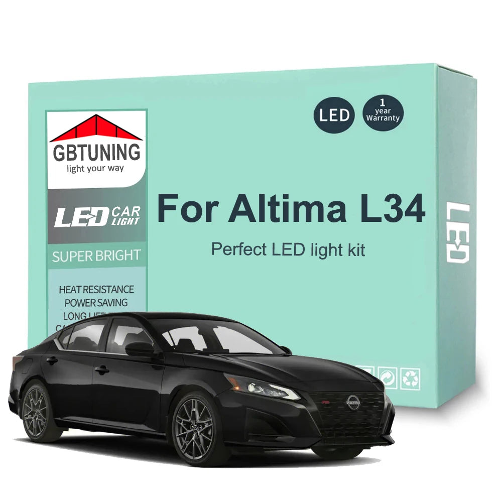 13 قطعة اكسسوارات سيارات لنيسان التيما L34 2019 2020 2021 2022 2023 2024 طقم مصابيح LED داخلية للوحة الترخيص والقبة بتقنية Canbus