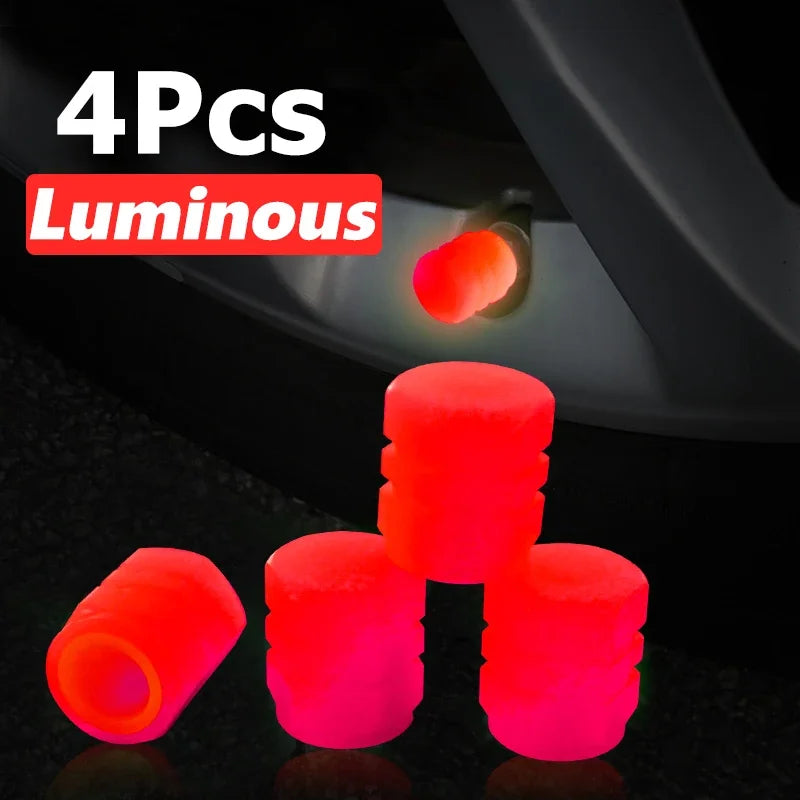 Fluorescent Night Glowing Valve Caps 4Pcs Luminous Car Wheel Tyre Hub Styling Accessories For Audi BMW Mercedes Benz VW Porsche