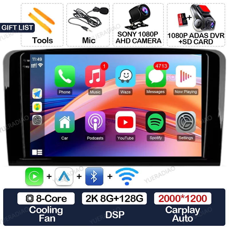 Android 17 Car Radio For Mercedes Benz GL ML W164 ML350 ML500 X164 GL35 GL45 2005 - 2012 GPS NAVI Multimedia Video Player 2DIN