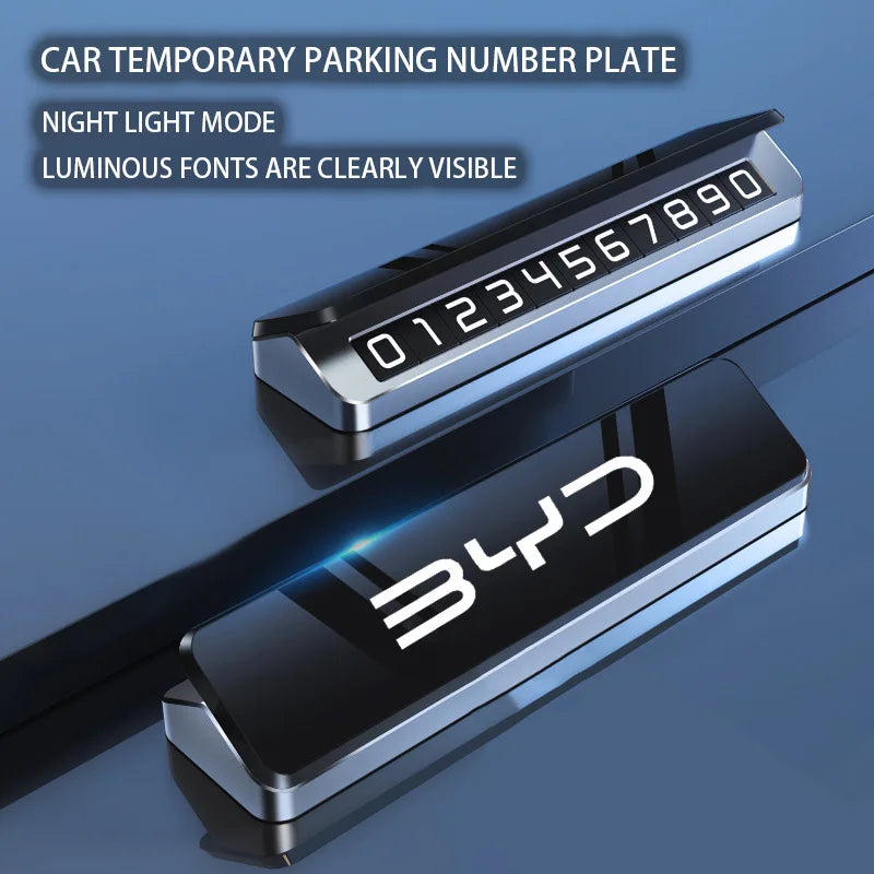 Car Metal Mobile Phone Number Temporary Parking Plate For BYD Leopard 5 8 Dolphin Seal U Dm I Shark 6 Seagull Atto3 Song Tan Qin