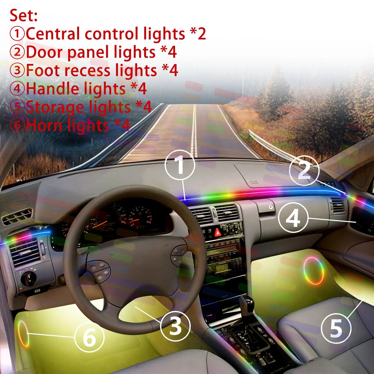 For BYD Seagull 2024 2025 2026 EQ Dolphin Mini 2/24 in 1 Car Atmosphere Light Lamp RGB Shade Ensemble Streamer Atmosphere Set