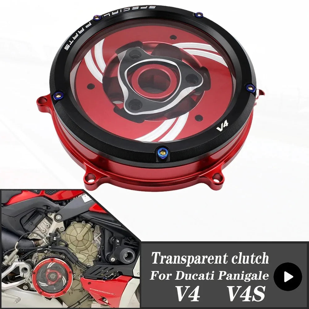 For DUCATI Panigale V4 1100 2018-2023 V4S 18-23 Clutch Transparent Engine Side Protection Cover Refitted Aluminum