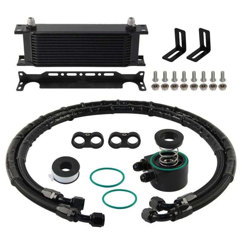 Aluminum 8AN 13 Rows Oil Cooler  Kit Fits Volkswagen VW Scirocco Audi Jetta Golf MK5 MK6 EA111 1.4TSI 1.6L Engine 2008-2013