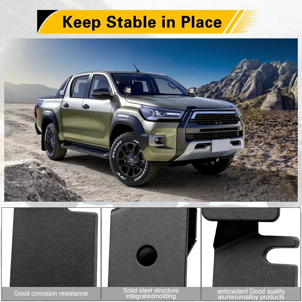 Hood Ditch LED Light Brackets for 2014-2026 Toyota Hilux ,Offroad Hood Hinge Light Mount Brackets kit for Pod Work Lights.