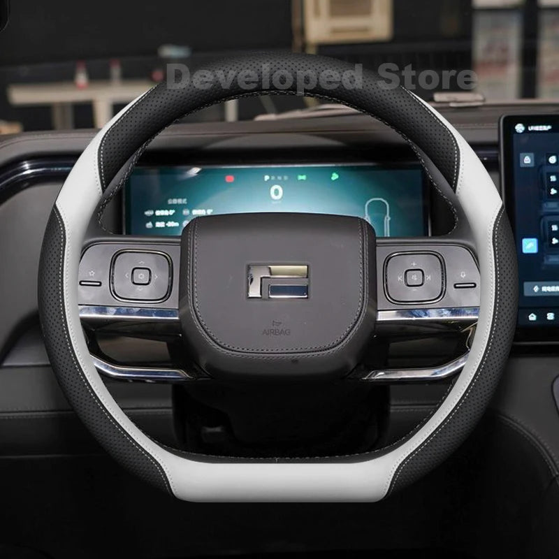 Car Steering Wheel Cover For BAIC JISHI polestone 01 Rox 01 2025 2026 Leather D-type Auto Steering Wheel Cover Accessories