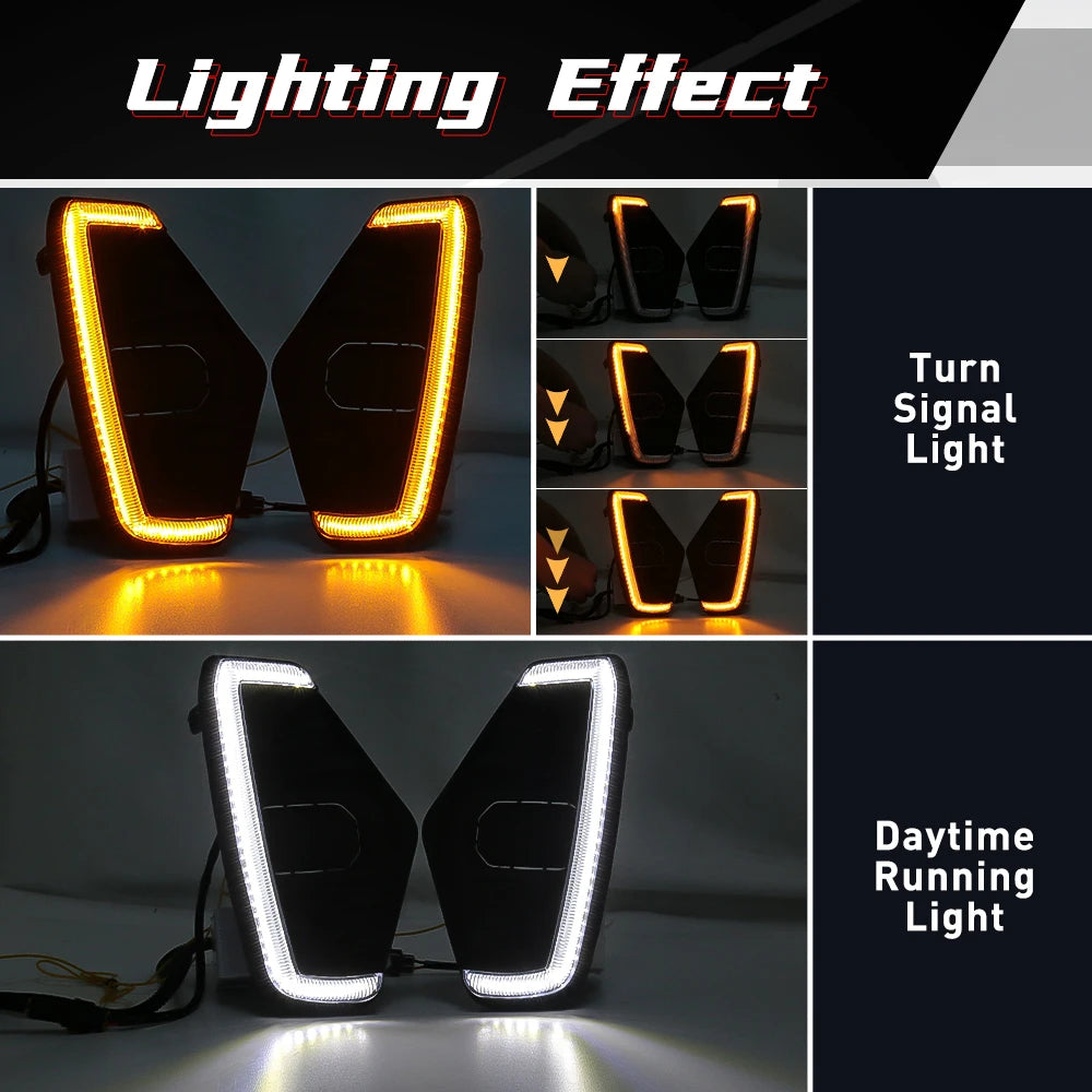 مصابيح LED نهارية للقيادة لسيارة نيسان نافارا NP300 فرونتير 2020 2021 2022، إضاءة بيضاء صفراء مع إشارة انعطاف ديناميكية ومقاومة للماء