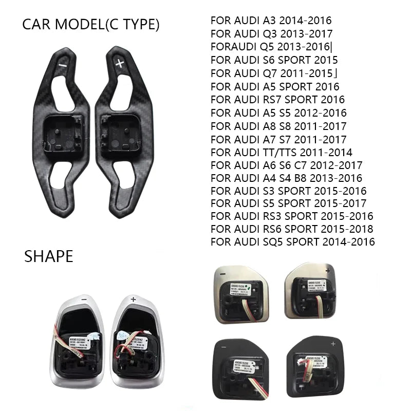 Carbon Fiber Steering Wheel Paddle Shift for Audi A3 Q3 S5 A4 S4 B8 Q5 S6 A5 S5 Q7 SQ5 Q6 S6 C7 TT TTS RS3 A7 S7 A5 RS6 A8 S8 S3