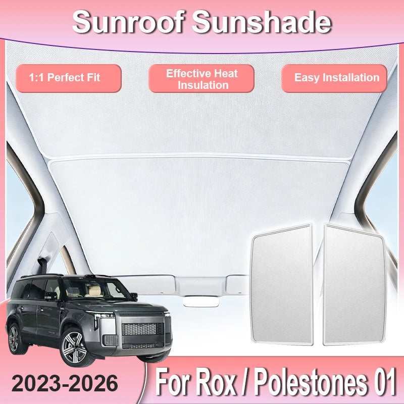 For Rox Polestones 01 Accessories 2023 2024 2025 2026 Electrostatic Adsorption Car Sunroof Sunshade Static Cling Panoramic Shade