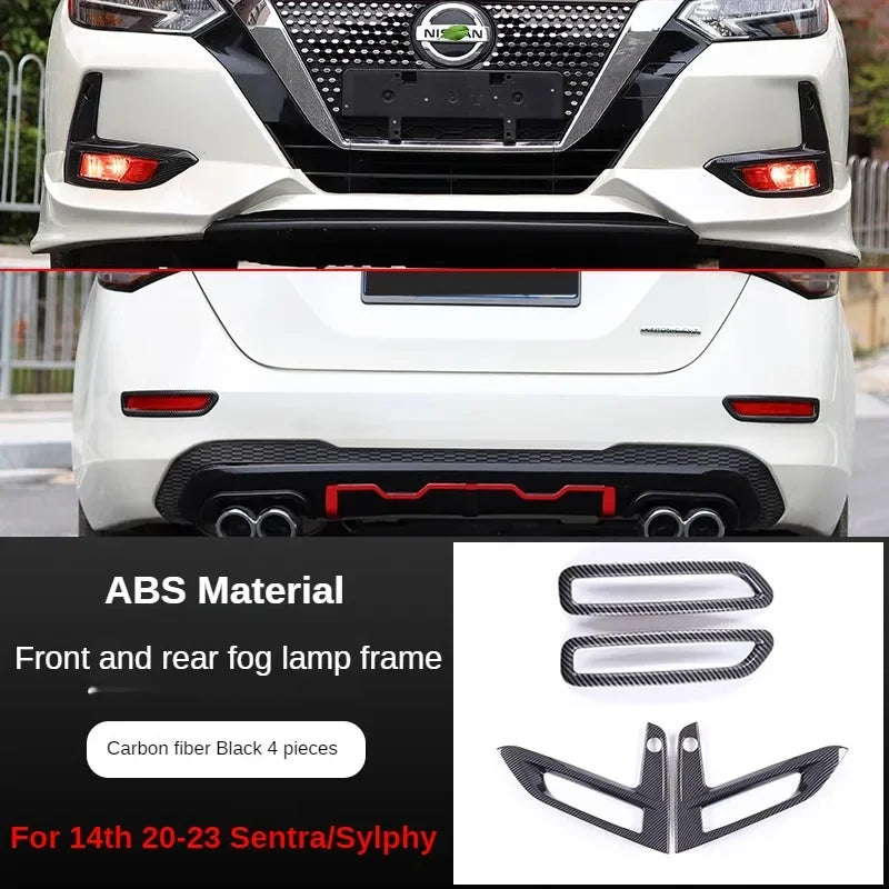 Car Styling Chrome ABS Plastic Front Rear Fog light Lamp Cover Trims Decoration For Nissan 14th 2020 2021 2022 23 Sentra Sylphy