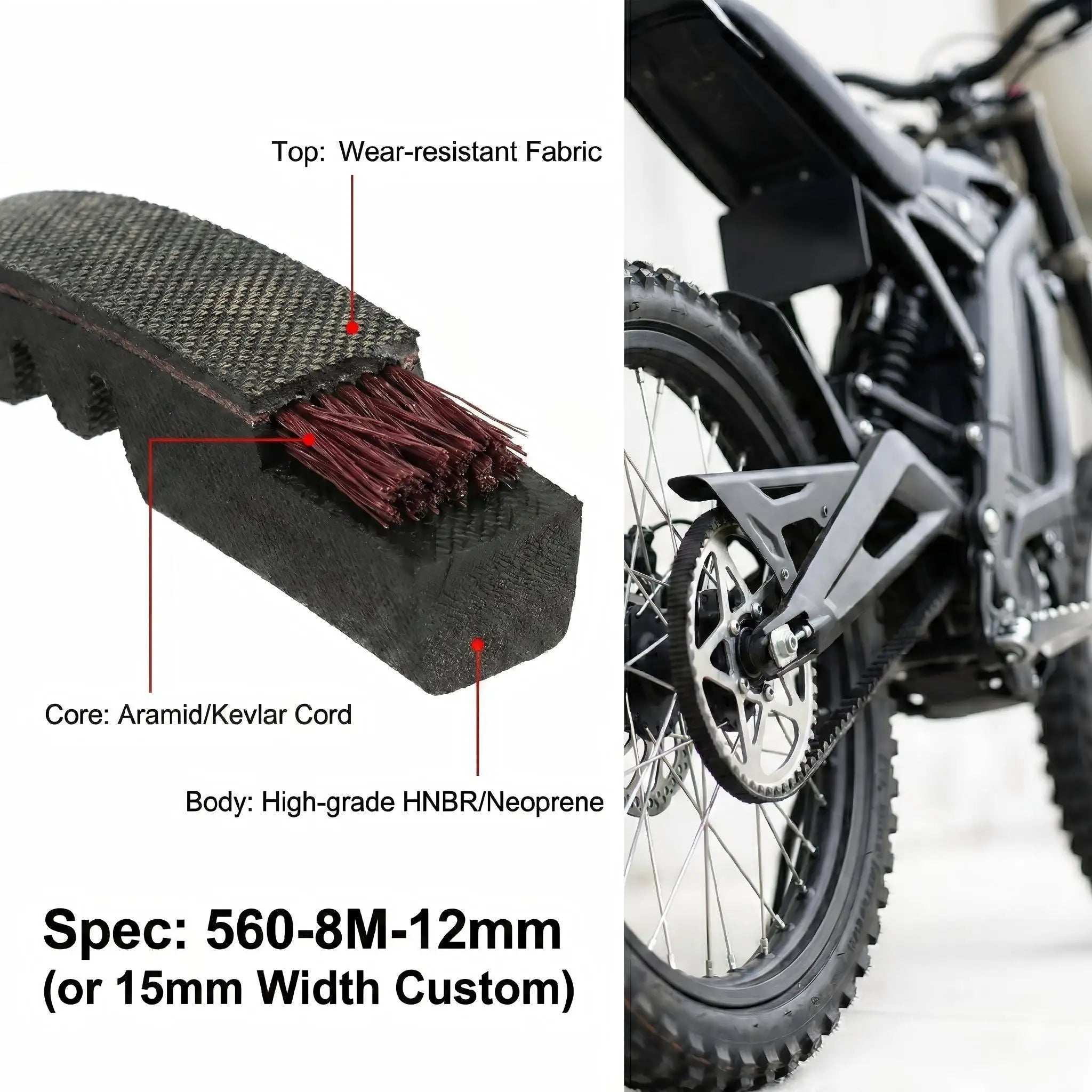 Wholesale Factory Price Sur Ron Light Bee X S  Electric Bike Parts Drive Transmission Belt