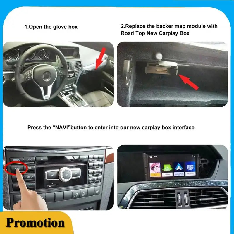 AMEXIAOXU  Wireless Carplay Android Auto For Mercedes Benz A B C E CLA GLA GLK ML Class Becker Module NTG4.5 System