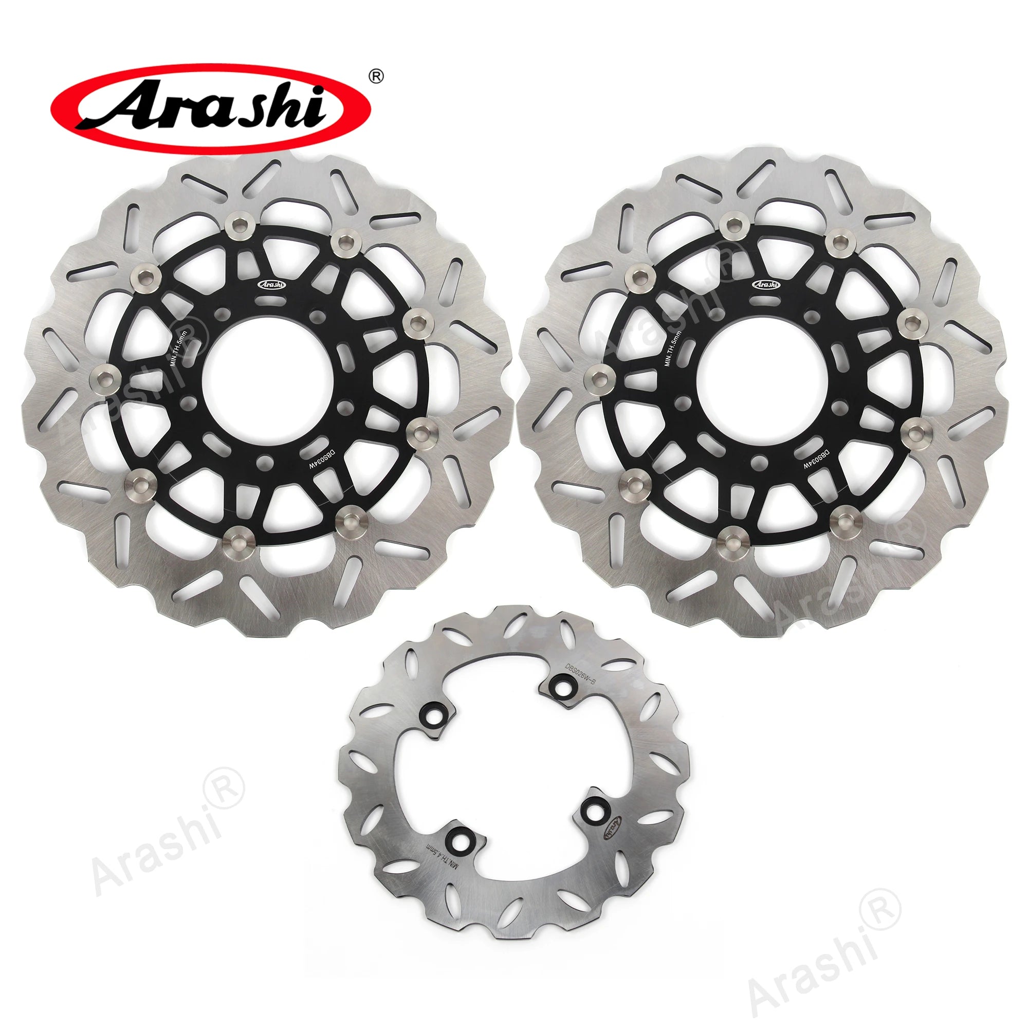 Arashi 1 Set For KAWASAKI ZX6R NINJA 600 2007 2008 2009 2010 2011 2012 2013 2014 2015 CNC Front Rear Brake Disc Rotors ZX-6R