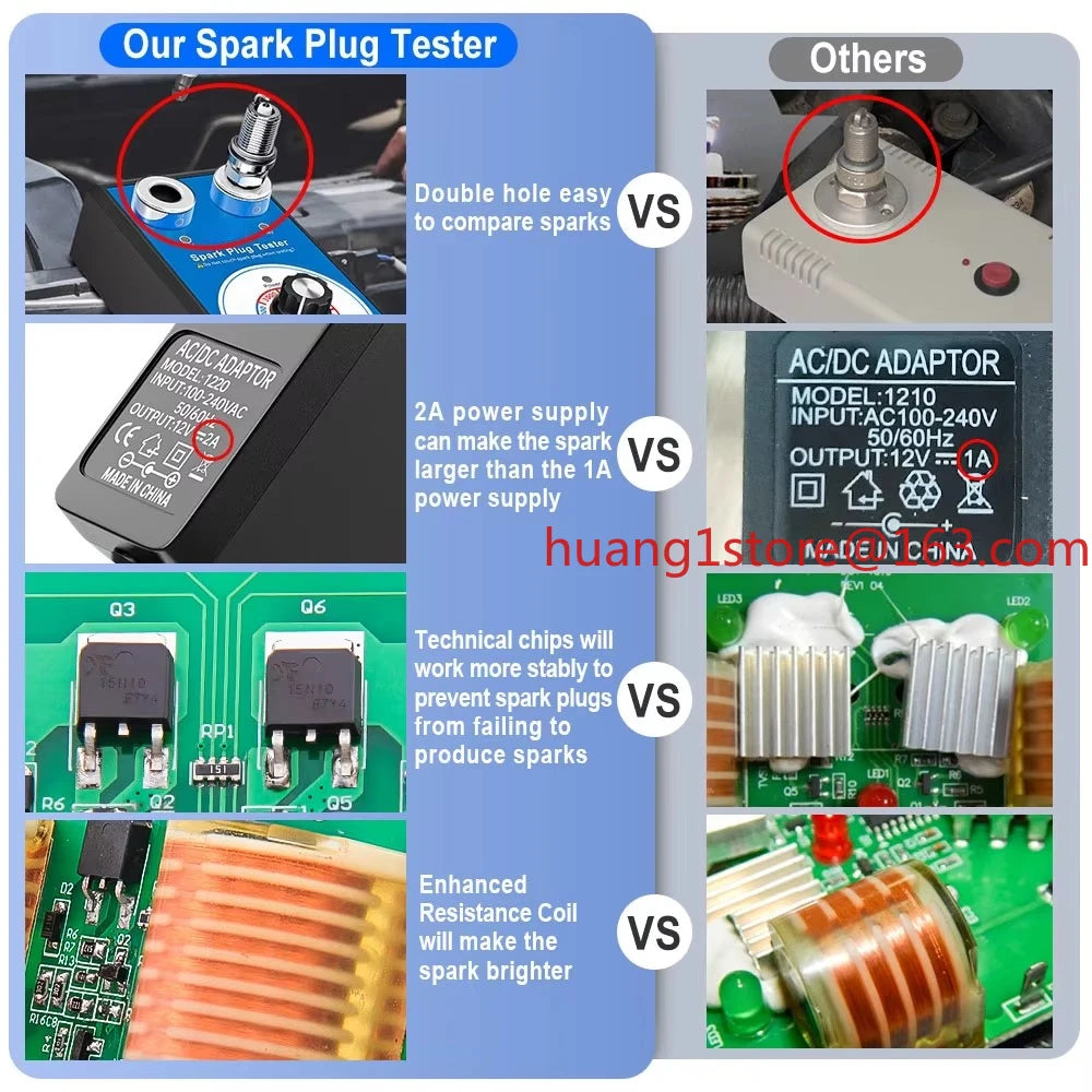 2026 bestseller JF109 Automotive Dual Plug Hole Ignition Spark Plug Testing Analyzer Adjustable Car Spark Plug Tester
