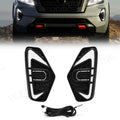 DRL Led Daytime Running Driving Fog Lamp Light Fit For Nissan Navara NP300 Frontier 2020 2021 Waterproof Turn Signal Yellow
