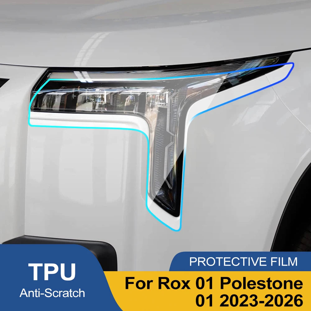 Premium TPU PPF for Rox 01 Polestone 01 High-Gloss Smoke Black Pre-Cut Headlight Cover Anti-Scratch Protective Vinyl Wrap Kit