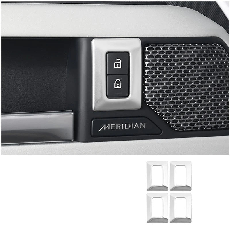 For Land Rover Defender 90 110 2020-2024 Aluminium Alloy Car Door Lock Button Anti Mistake Touch Frame Decorative Accessories