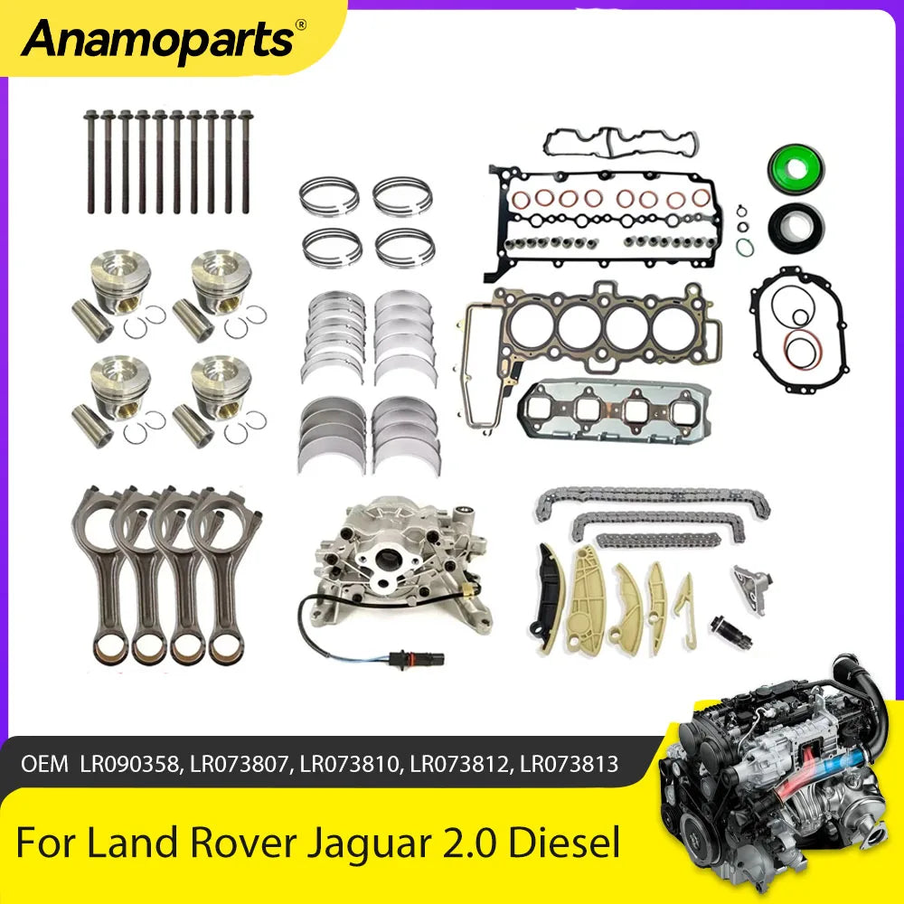 Engine Full Gasket Set Oil Pump Timing Chain Kit Fit 2.0 L Diesel For Jaguar XF Land Rover Range 204DTA 204DTD AJ200 2.0L 14-23