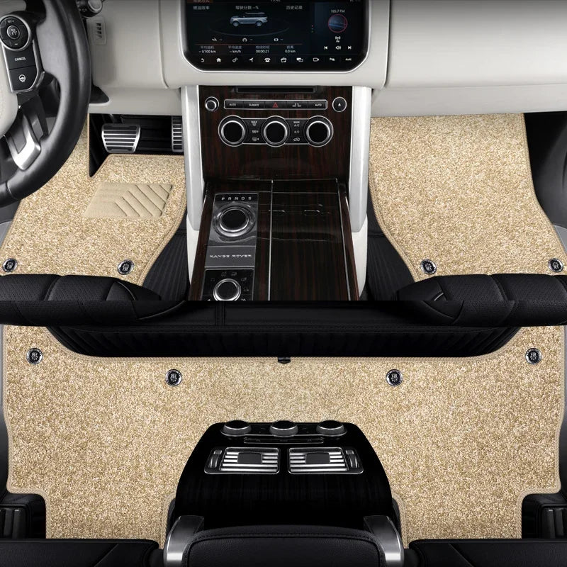 Custom Fit Floor Mat ECO Cowhide Leather for 5 Seaters Land Rover Range Rover Sport Velar Evoque Discovery 4 5 Defender