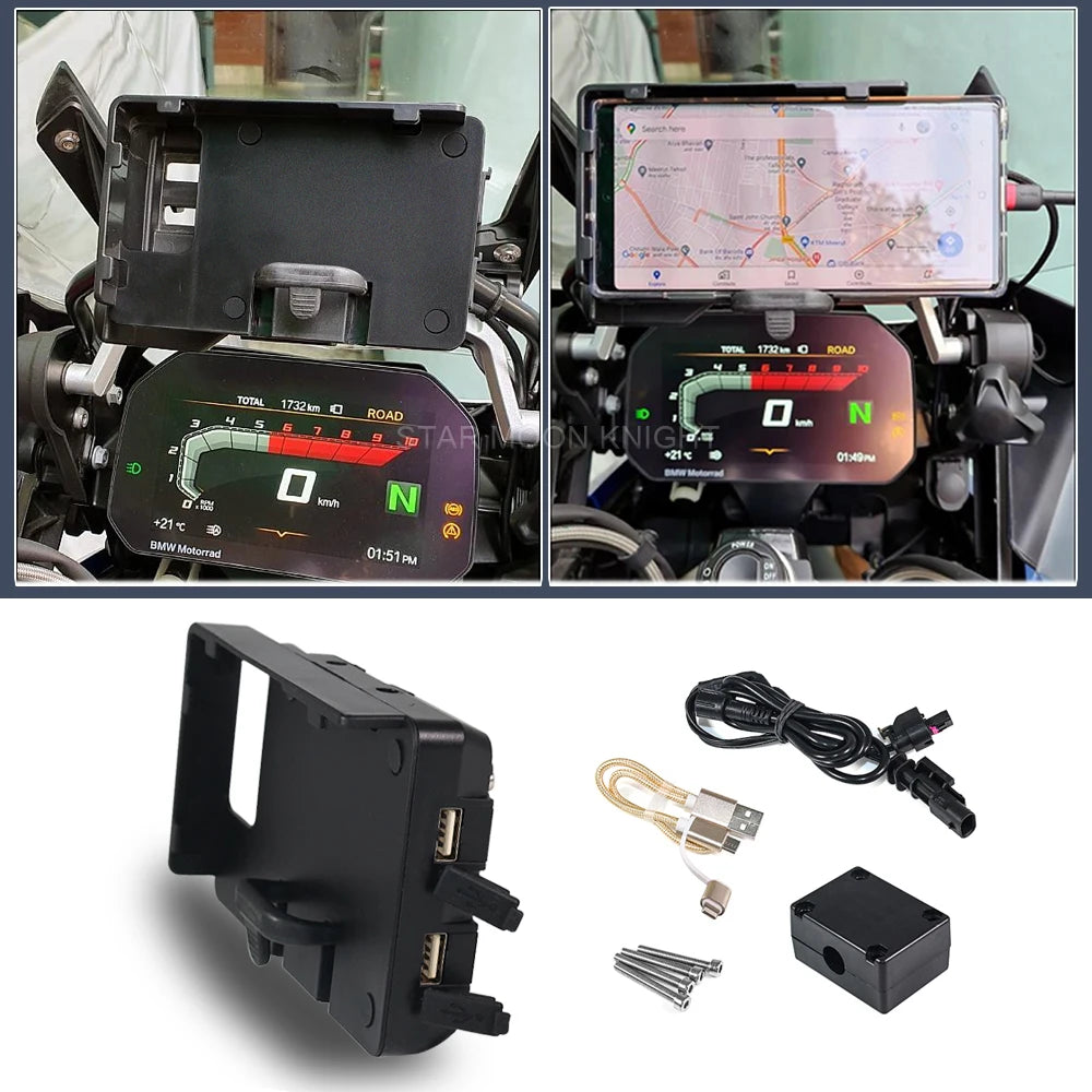 USB Charger Mobile Phone Holder Stand For BMW R1250GS R1200GS Adv F850GS F750GS R 1250 1200 GS F900XR F900R Navigation Bracket